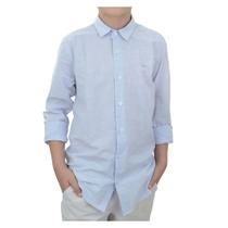 Camisa Infanto Juvenil Masculina Ogochi ML Casual Slim Azul Claro - 001486