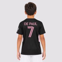 Camisa Inter Miami Dry II Infantil Preta e Rosa 7 De Paul Camisa Inter Miami Dry II Infantil Preta e Rosa 7 De Paul