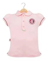 Camisa internacional infantil polo feminina rosa oficial