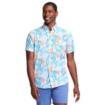 Camisa IZOD Saltwater Dockside de manga curta com botões, branco brilhante com palmeiras Camisa IZOD Saltwater Dockside de manga curta com botões, branco brilhante com palmeiras