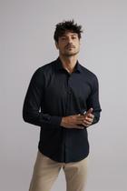 Camisa Jacquard Slim Fit - Azul Marinho