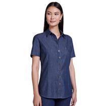 Camisa Jeans Dudalina Essentials Slim In24 Azul Feminino Camisa Jeans Dudalina Essentials Slim In24 Azul Feminino