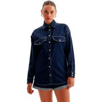 Camisa Jeans Easy Lança Perfume Alongado Ou24 Azul Feminino