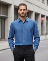 Camisa Jeans em Tencel Slim Fit Arrow - Azul Médio Camisa Jeans em Tencel Slim Fit Arrow - Azul Médio