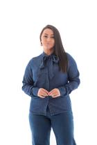 Camisa Jeans Feminina Arauto Gola Laço