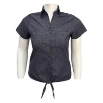 Camisa Jeans Feminina Com Nó Plus Size