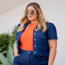 Camisa Jeans Feminina Plus Size, Cropped, Jaqueta Jeans Camisa Jeans Feminina Plus Size, Cropped, Jaqueta Jeans