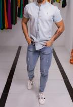 Camisa jeans gola padre masculina tamanho P Camisa jeans gola padre masculina tamanho P