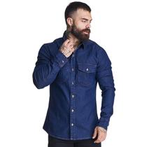 Camisa Jeans HNO Premium Slim 2 Bolsos Azul Marinho