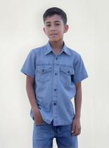 Camisa Jeans Infantil Manga Curta - 1 Ao 16. Camisa Jeans Infantil Manga Curta - 1 Ao 16.
