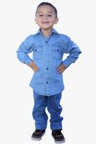 Camisa jeans infantil manga longa