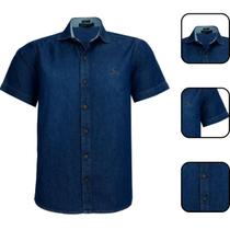 Camisa Jeans Manga Curta Social Masculina Comfort Camisa Jeans Manga Curta Social Masculina Comfort