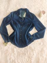 Camisa Jeans Manga Longa Feminina