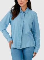 Camisa Jeans Manga Longa Malwee 1000128743 Feminina Com Botões Internos Algodão T. M/GG