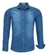 Camisa Jeans Manga Longa Slim Amil Passa Fácil Elastano 1877 Camisa Jeans Manga Longa Slim Amil Passa Fácil Elastano 1877