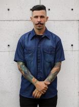 Camisa Jeans Masculina Adulto Manga Curta Do P Ao G4