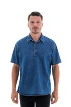 Camisa Jeans Masculina M/C Slim Gola Polo
