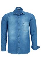 Camisa Jeans Masculina Manga Longa Amil Com Bolso Algodão 1927