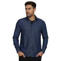 Camisa Jeans Masculina Manga Longa Casual Básica