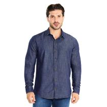 Camisa Jeans Masculina Max Denim Slim Azul Escuro Camisa Jeans Masculina Max Denim Slim Azul Escuro