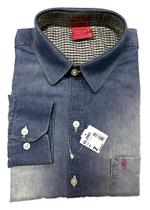 Camisa Jeans Masculina Sibra Regular Manga Longa