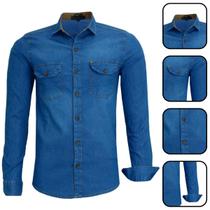 Camisa Jeans Masculina Social Manga Longa Camisa Jeans Masculina Social Manga Longa