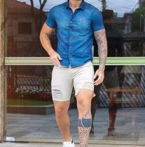 Camisa jeans masculina tamanho P ao GG Camisa jeans masculina tamanho P ao GG