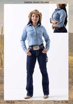 Camisa Jeans Nelore Country Feminina Manga Longa Camisa Jeans Nelore Country Feminina Manga Longa