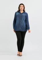 Camisa jeans plus size manga longa lunender 67865