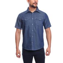 Camisa Jeans R7Jeans Masculina Modelo Slim Manga Curta 100% Algodão Lavagem Stone