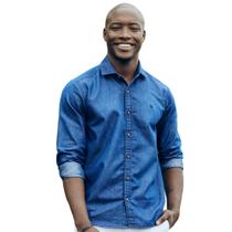 Camisa Jeans Social Masculina Manga Longa Luxo S/ Bolso Camisa Jeans Social Masculina Manga Longa Luxo S/ Bolso