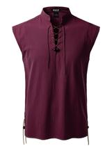 Camisa JEMITOP Renaissance com cadarço sem mangas cor de vinho L