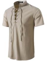Camisa JEMITOP Renaissance Pirate com cadarço cáqui L