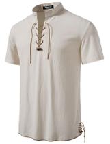 Camisa JEMITOP Renaissance Pirate de manga curta bege XXL