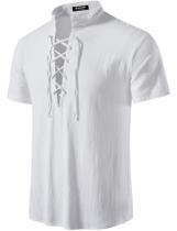 Camisa JEMITOP Retro Renaissance com cadarço branca XL