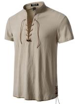 Camisa JEMITOP Retro Renaissance com cadarço cáqui L