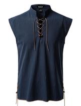 Camisa JEMITOP sem mangas Renaissance com cadarço azul marinho S