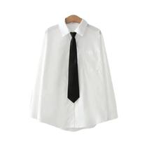 Camisa JK Feminina Branca De Manga Longa Casual Com Botões Estilo Preppy Para Estudantes