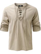 Camisa JOGAL Renaissance Medieval Pirata Viking Traje Masculino Camisa JOGAL Renaissance Medieval Pirata Viking Traje Masculino