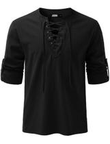 Camisa JOGAL Renaissance Medieval Pirate Viking Gothic Preta Camisa JOGAL Renaissance Medieval Pirate Viking Gothic Preta