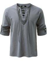 Camisa JOGAL Renaissance Pirate Viking de manga comprida cinza escuro L Camisa JOGAL Renaissance Pirate Viking de manga comprida cinza escuro L