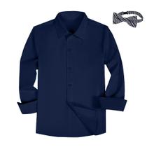 Camisa Joqeif Boys azul marinho tamanho 7 algodão de manga comprida