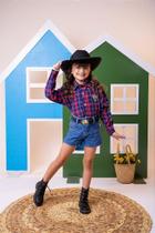 Camisa Junina Miss Cherry Rodeio Manga Longa com Cinto e Fivela Sortido