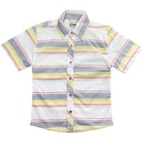 Camisa Juvenil Look Jeans Listrada Collor - AMARELO - 18