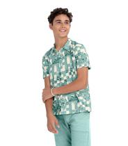 Camisa Juvenil Masculina Quadriculada Minty Verde