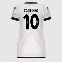 Camisa Kappa Vasco Supporter Graphik Feminina Branca e Preta 10 Coutinho