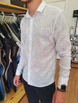 Camisa king&joe manga longa branca masculina