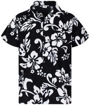 Camisa KING KAMEHA Floral-Vibes com estampa de hibisco Hawaii preta XS Camisa KING KAMEHA Floral-Vibes com estampa de hibisco Hawaii preta XS