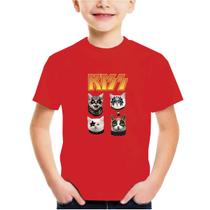 Camisa Kiss Cat Banda Rock Gatinho Fofo Integrantes Infantil