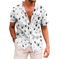 Camisa KYKU Halloween Button Down Spider Print para homens